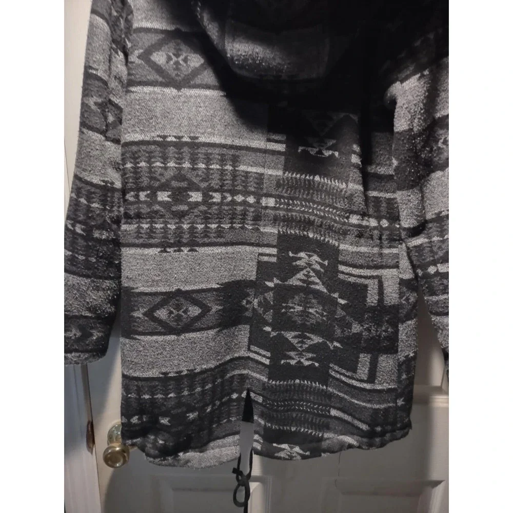 Mossimo Supply‎ Co Womens Grey Black Southwestern Geometric Hooded Parka Coat S
